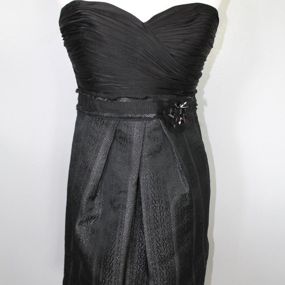 BCBG Black Ruched Strapless Cocktail Dress